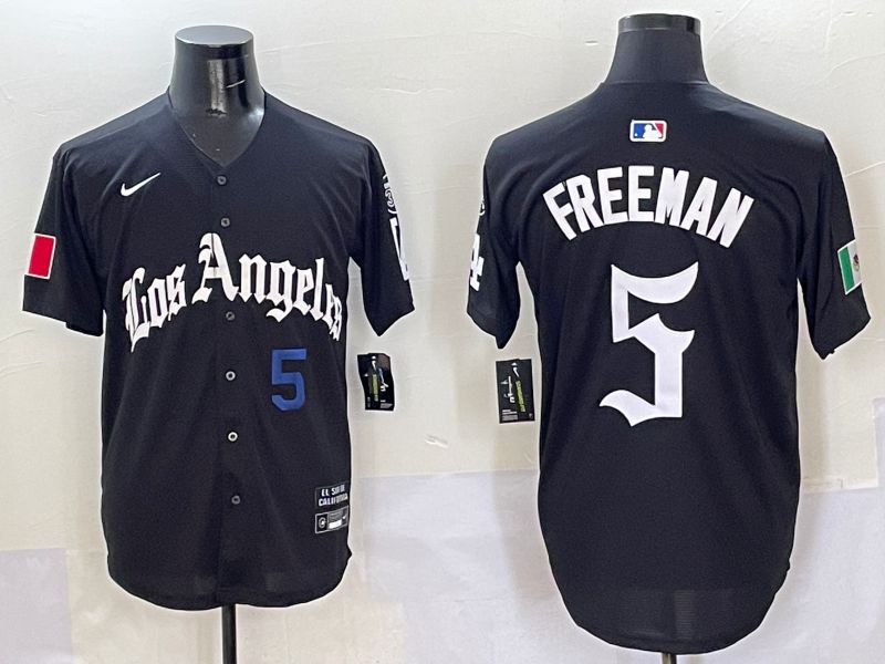 Men Los Angeles Dodgers #5 Freeman Black Five generations Joint Name 2025 Nike MLB Jersey style 4->los angeles dodgers->MLB Jersey